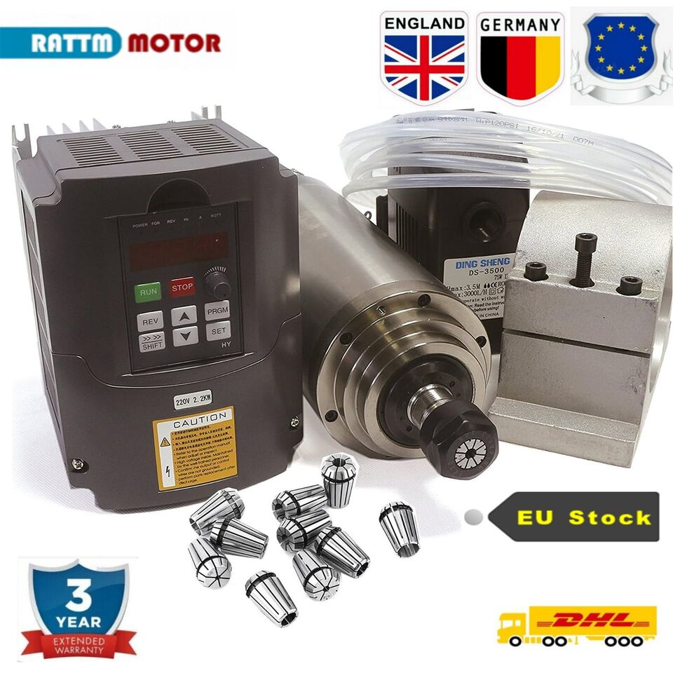مجموعة محرك مغزل تبريد المياه  - مراجعة 2.2Kw Water Cooled Spindle Kit Vfd وسعره